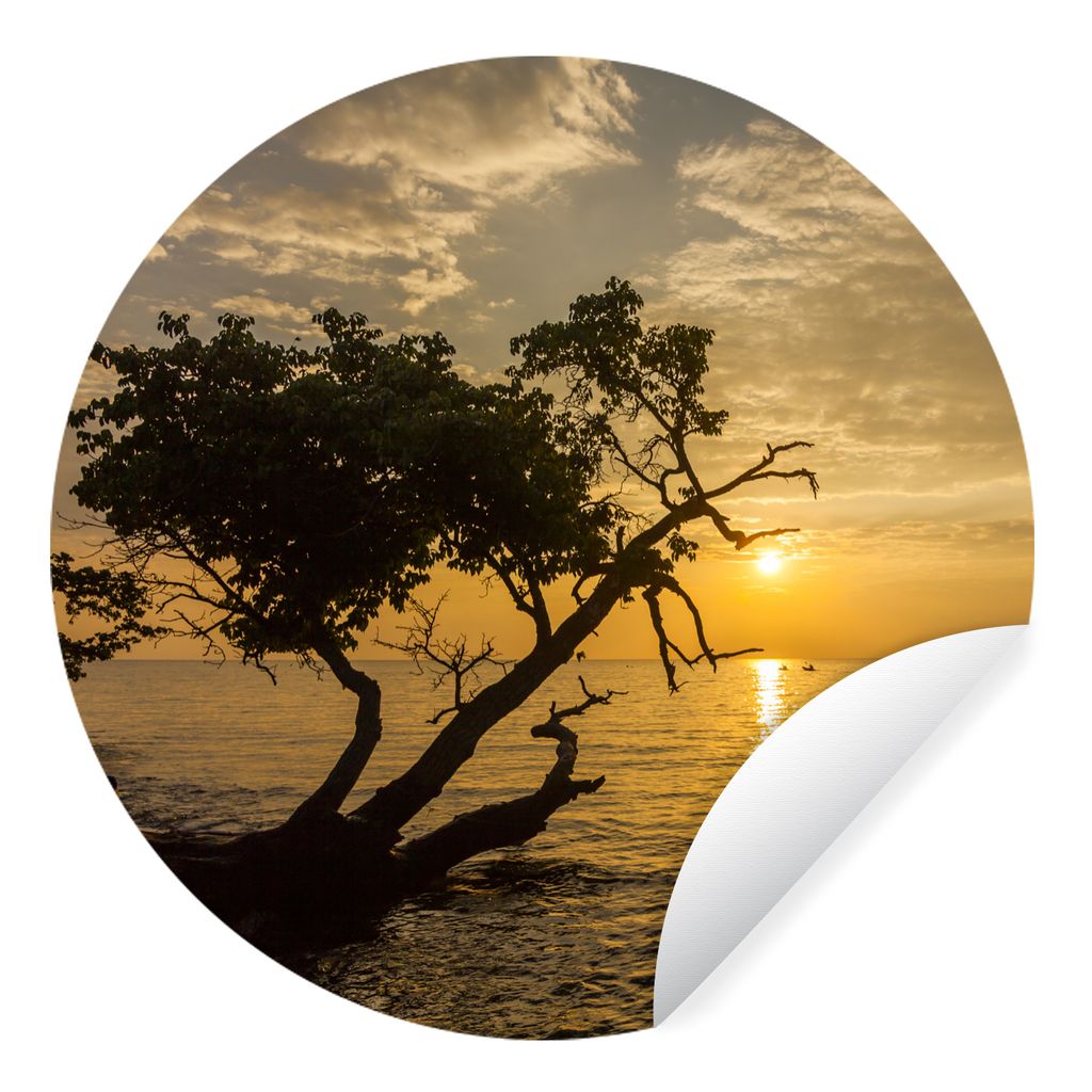 MuchoWow Runde Wandtattoo - Wandsticker Tapete Aufkleber Die Sonne geht am Horizont von Ko Chang unter Ø 50 cm Selbstklebend und Repositionierba...