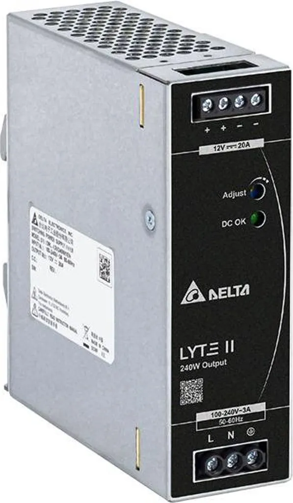 Alimentation à découpage 12V 20A Delta LYTE II 240W Rail DIN Robuste