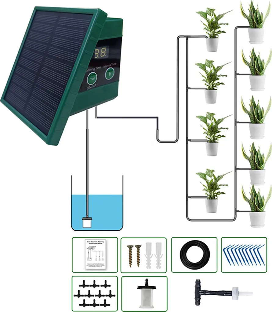 Arroseur automatique solaire pour potager et plantes en pot de balcon