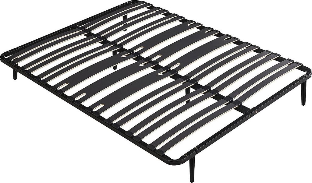 Lattenrost 140 x 190 cm - 2 x 15 Latten - 3 Zonen mit verstärkter Lendenstütze - Mit Füßen - Schwarz - CERRISI by YSMÉE