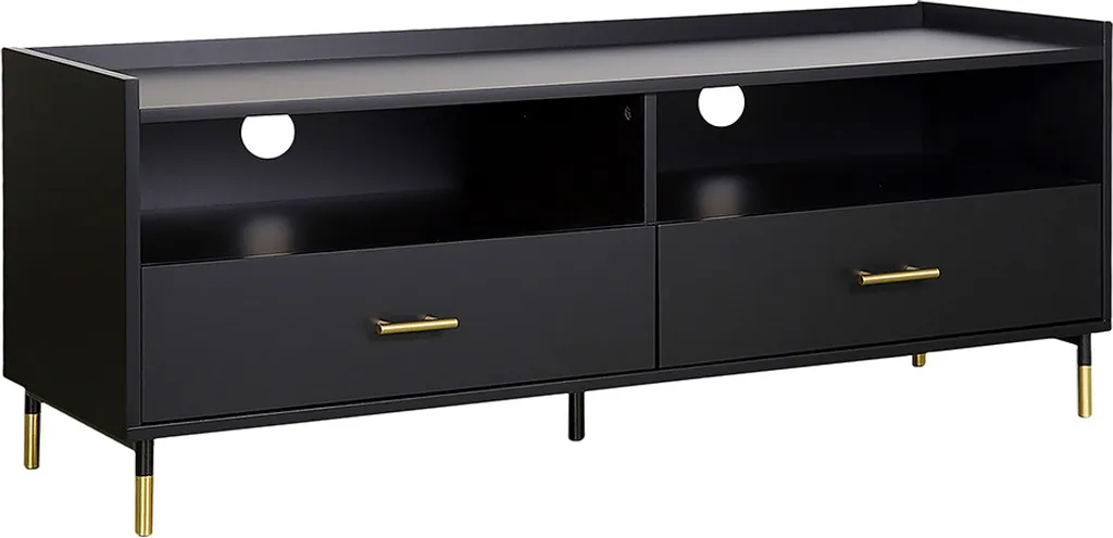 TV-Schrank Bridgett Noir Eazy Living - Finition Mat et Rangement Pratique