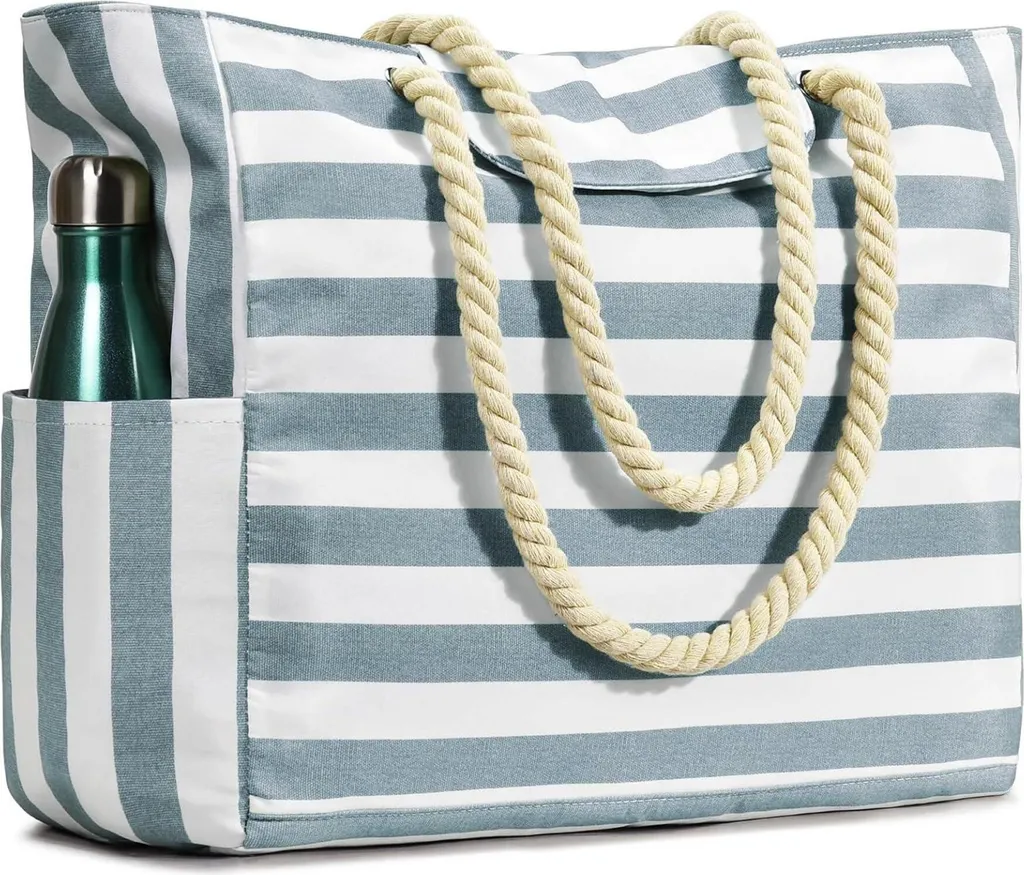 Sac de plage avec compartiment humide et fermeture éclair étanche pour femme
