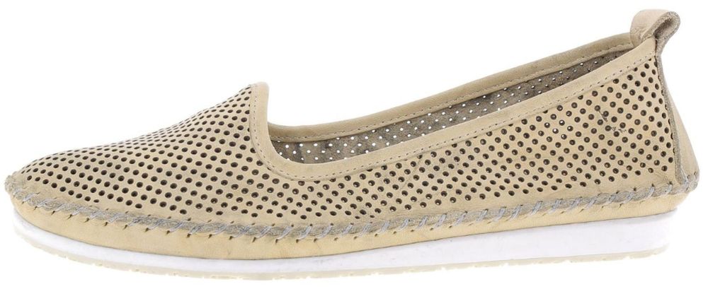 Andrea Conti Damen Slipper aus Leder mit feinem Lochmuster 0021534, Größe:42 EU, Farbe:Beige