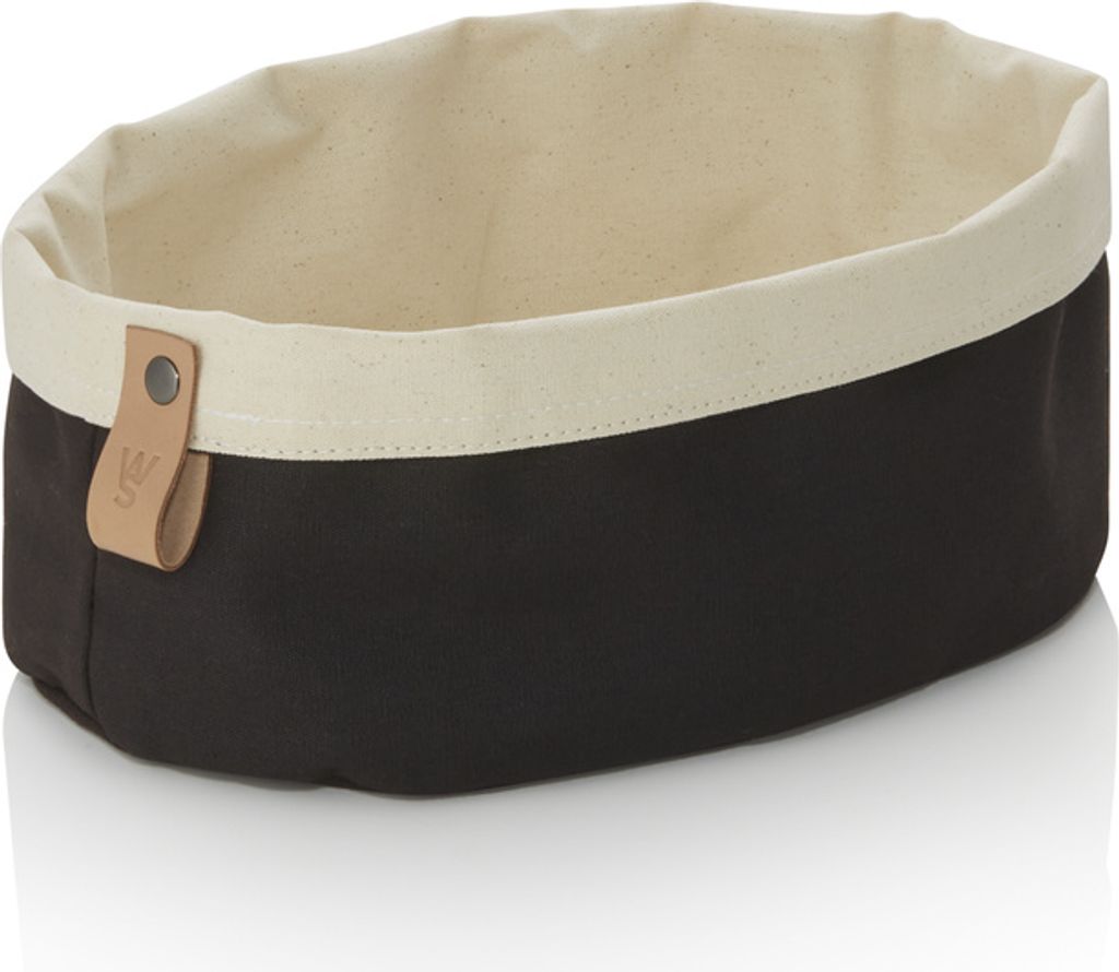 Brottasche Flip Baumwolle, 25 x 18 x 12 cm, schwarz/cream, Canvas