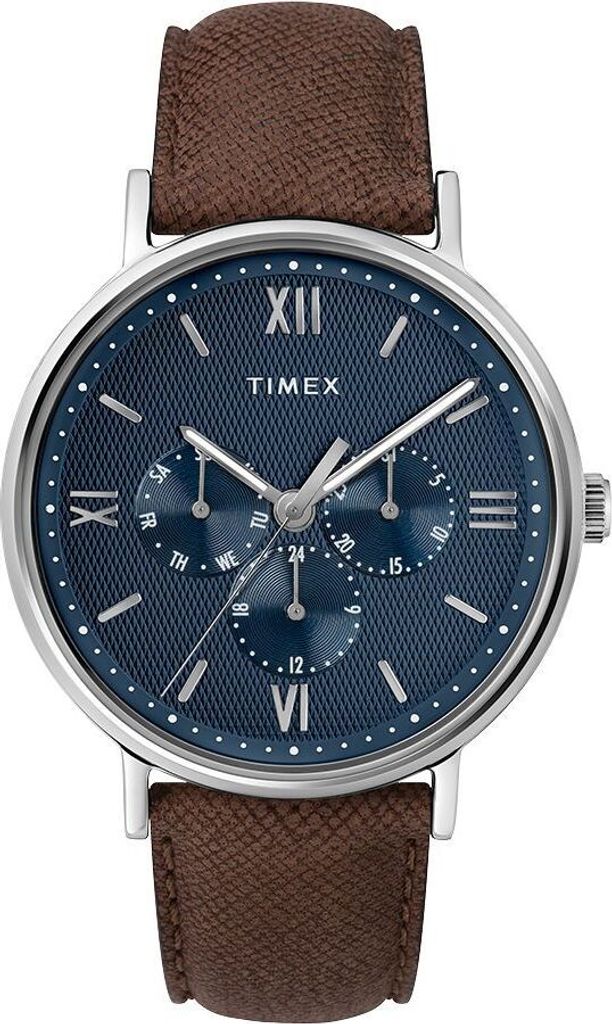 A close-up studio shot of a men's watch.