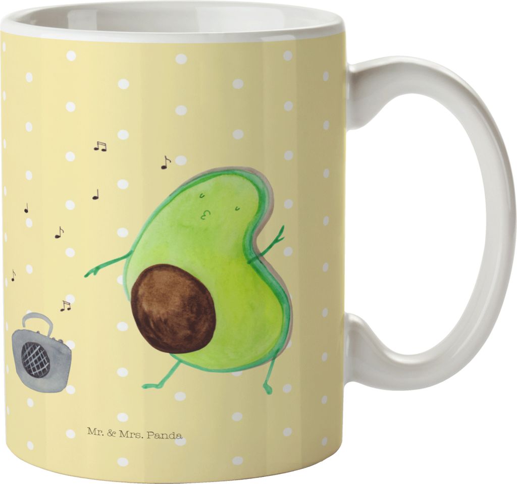 Mr. & Mrs. Panda Trinkbecher Avocado Tanzen - Gelb Pastell - Geschenk, Musik, Kaffeebecher, Bürotasse, Teetasse, Tasse, Becher, Gesund, Feier, Sin...