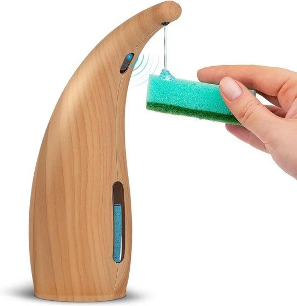 Distributeur de savon IPX6 300 ml avec capteur et finition bois mat