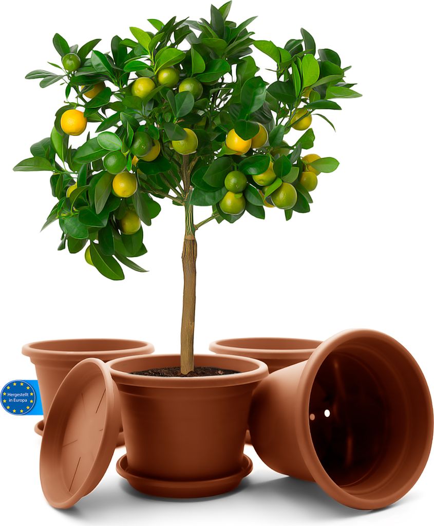 BigDean 4 Stück Blumentopf mit Untersetzer rund ø 35 cm Produktbild 