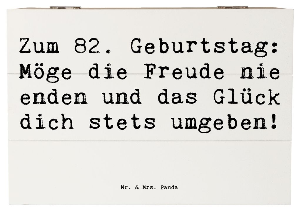 Mr. & Mrs. Panda Geschenkbox Spruch 82. Geburtstag Freude 22 x 15 cm - Weiß - Geschenk, Truhe, Kiste, Feier, Geschenke, Fest, geschenkkiste, Gebur...