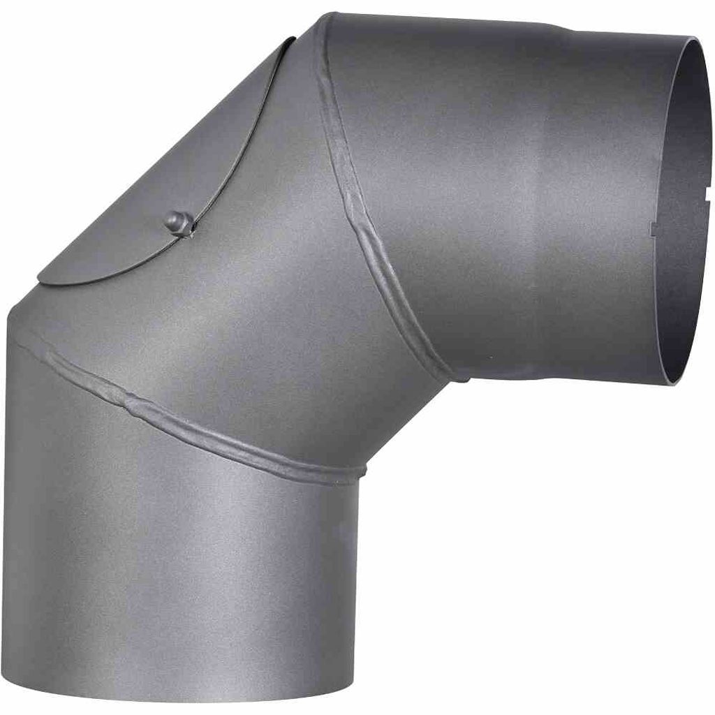 Ofenrohrbogen 90°, Ø 150 mm, grau fest mit Tür