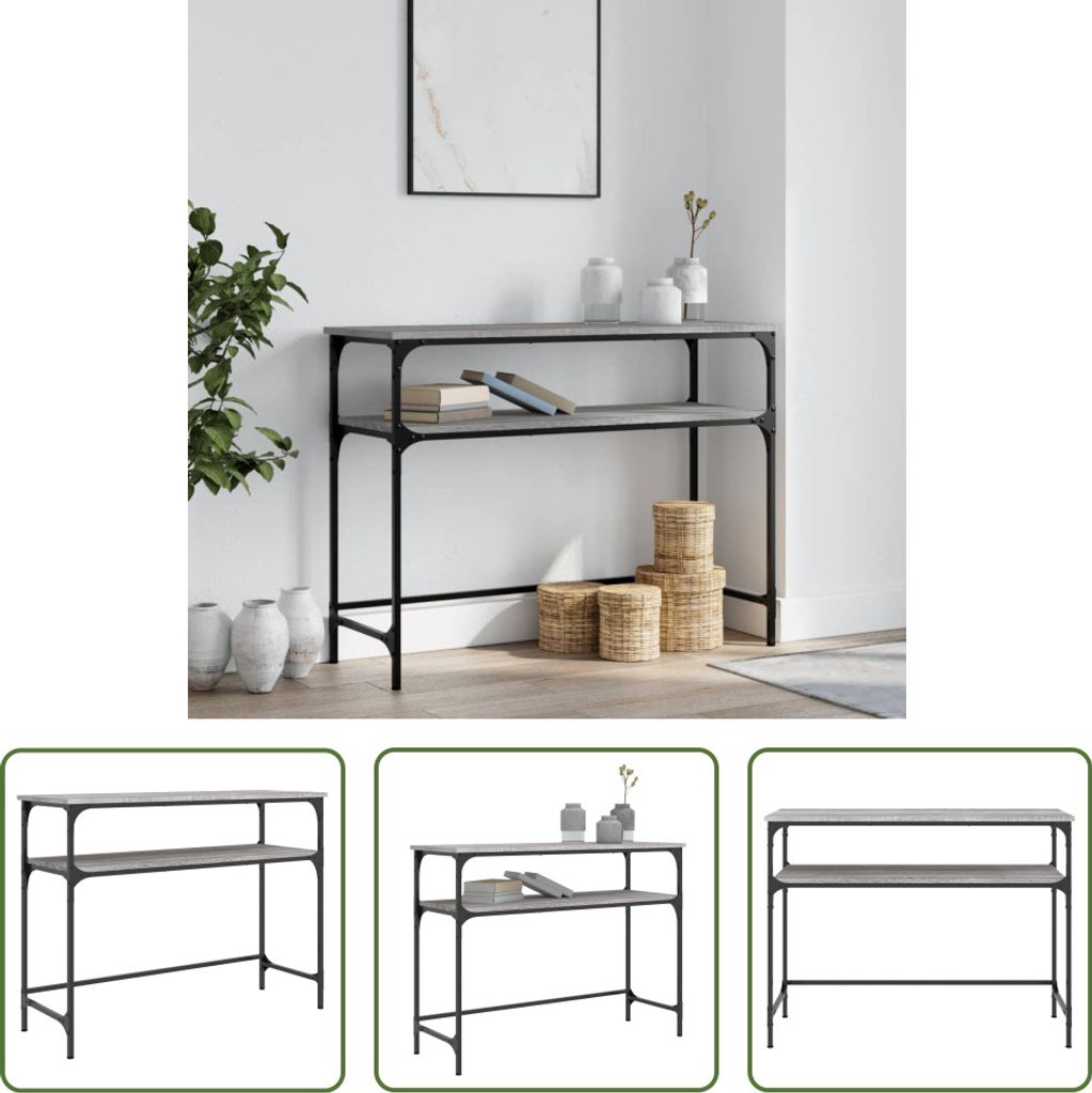 The Living Store Konsolentisch Grau Sonoma 100x35,5x75 cm Holzwerkstoff