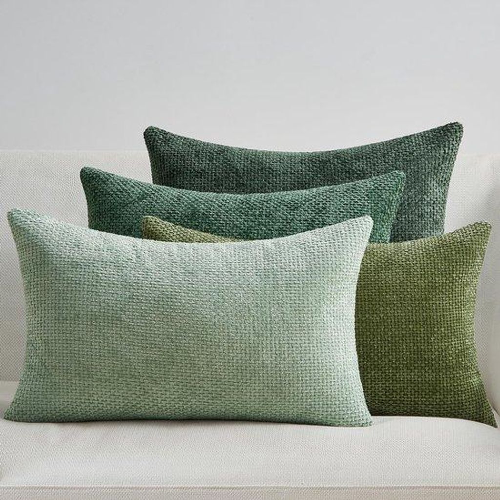 Unyqoos Set mit 4 weichen Chenille-Kissenbezügen im eleganten Rattan-Design für die Wohnraumdekoration