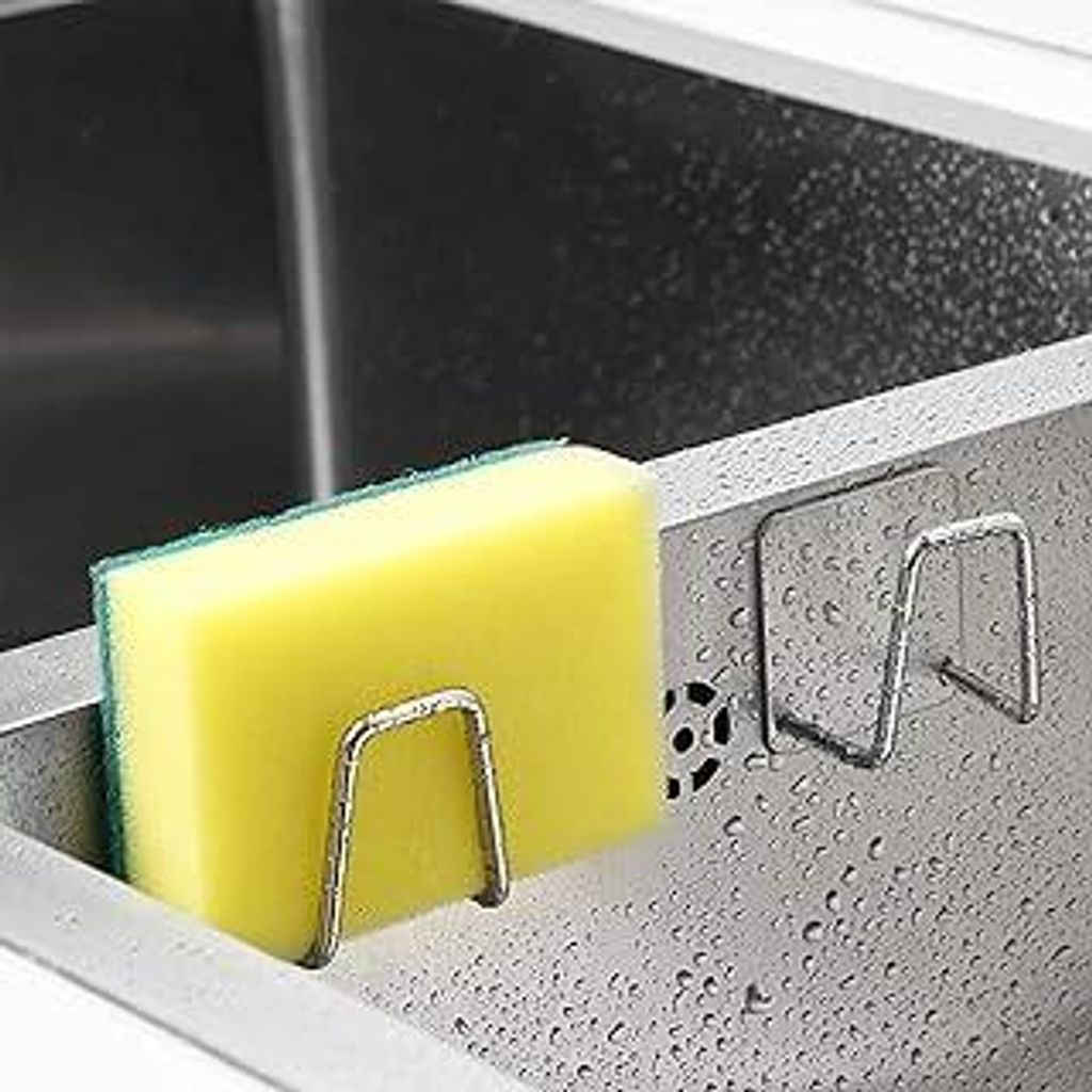 2 Stücke Schwammhalter Spülbecken 304 Edelstahl Schwammhalter Küche Selbstklebend Sponge Holder kitchen sink Wasserdicht Spülschwamm Halterung ...