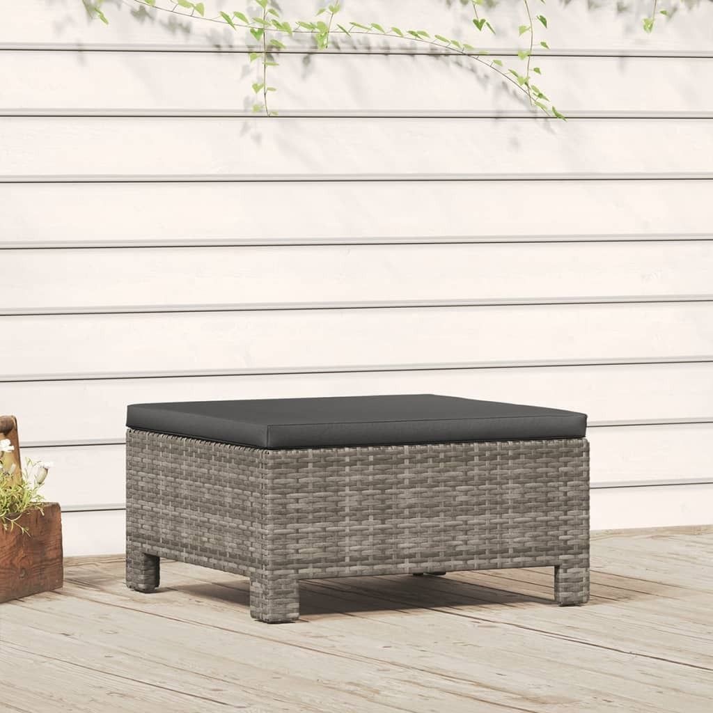 Gartenhocker mit Kissen Grau Poly Rattan , Gartenmöbel-Sets Design 2024