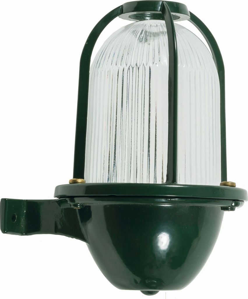 Wandlampe außen Glas Messing E27 IP64 H: 22 cm Grün Maritim Außenlampe Wand