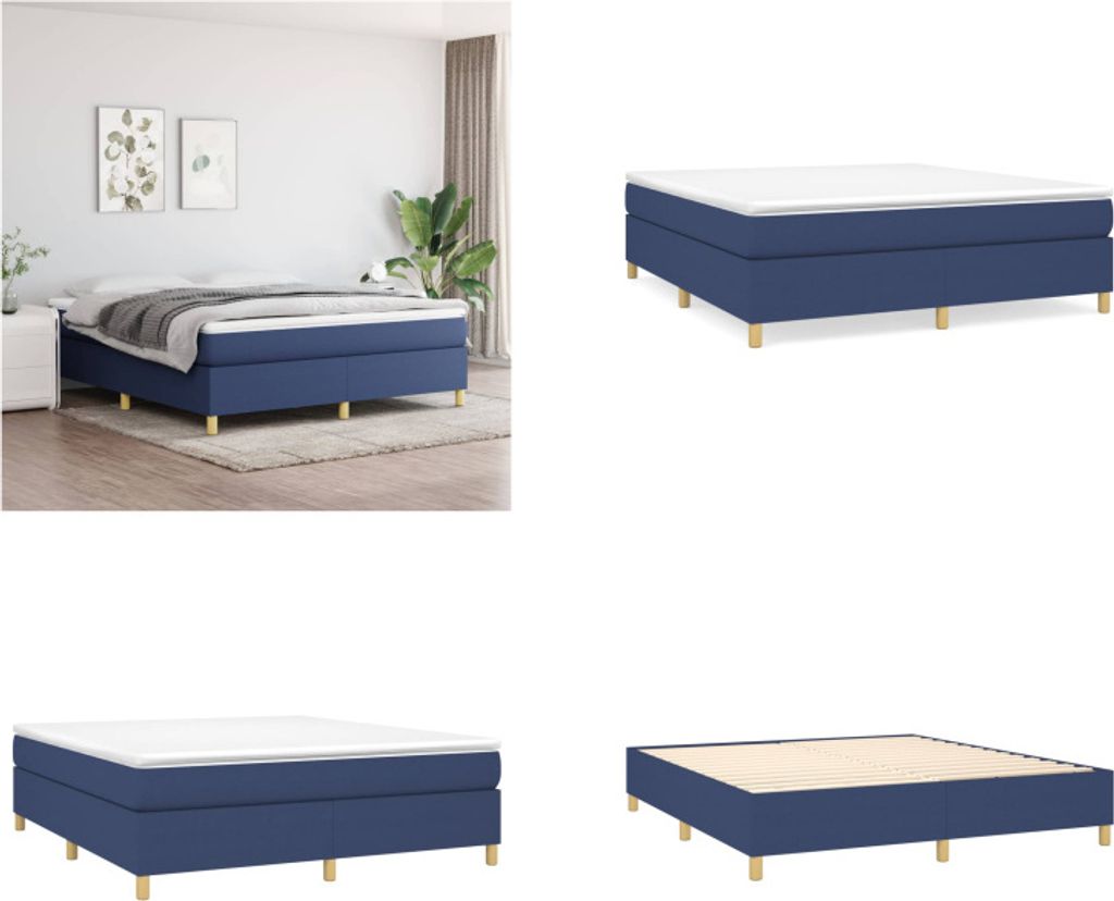 vidaXL Boxspringbett mit Matratze Blau 160x200 cm Stoff - Boxspringbett - Boxspringbetten - Bett - Schlafzimmermöbel