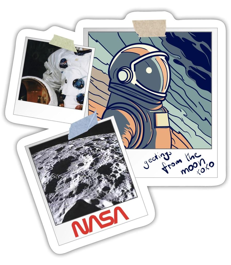 Spreadshirt NASA Greetings From The Moon Design Sticker Aufkleber, 10 x 10 cm, Mattweiß