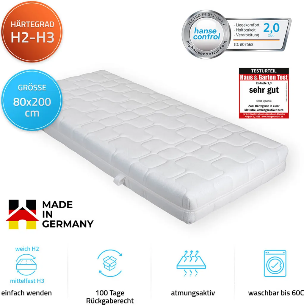Matelas orthopédique 80x200 cm Home Deluxe pour un soutien ergonomique