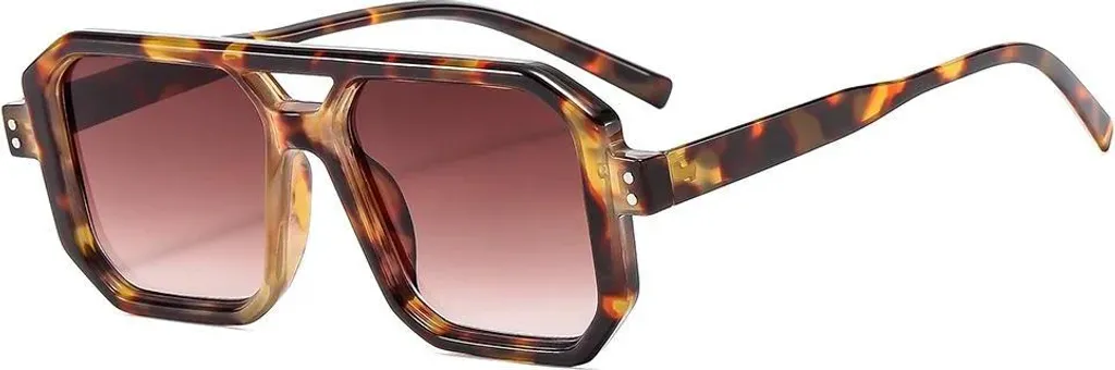 Lunettes de soleil carrées léopard, verres UV400, style vintage