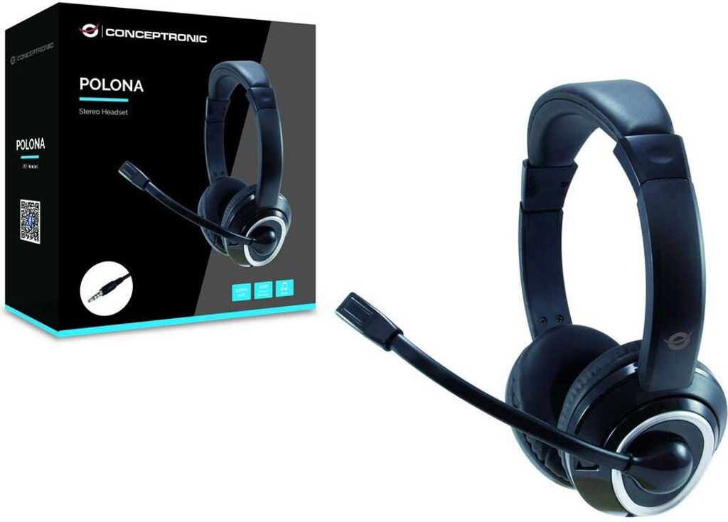 CONCEPTRONIC Headset Klinke 2m Kabel,Mikro,int.Bed.Stereo Produktbild 2