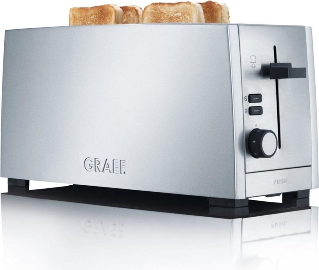 Gebr. Graef TO100EU 4 Scheiben Langschlitz Toaster, Edelstahl matt