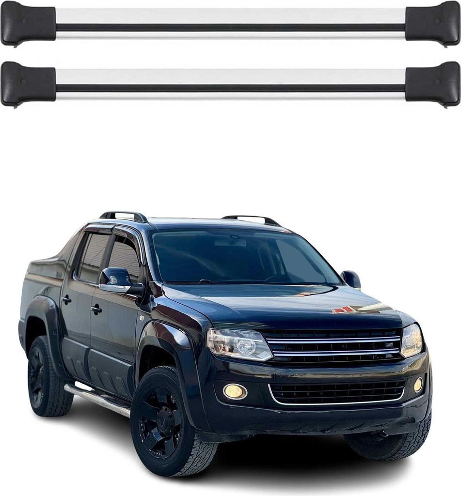 Dachträger Grundtäger für VW Amarok mk1 2010-2022 75kg Aluminium Silber 2tlg