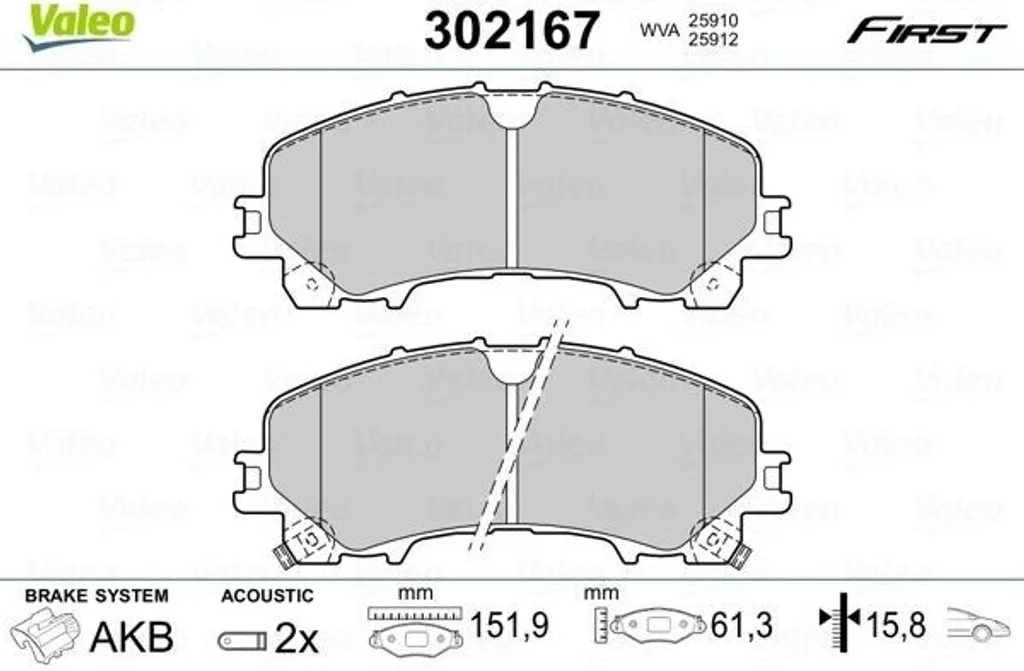Plaquettes de Frein Valeo 302167 - Performance et Sécurité OE Avant