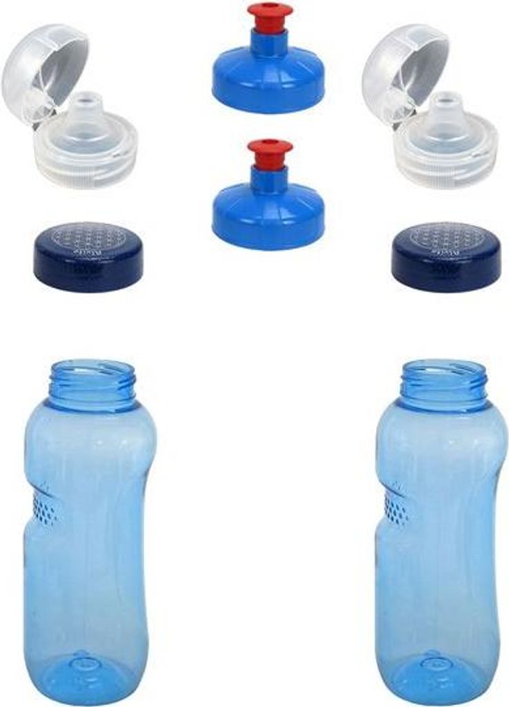 2x 0,5L Kavodrink Wasserflasche mit Lebensblume-Deckel + 2x FlipTop + 2x Push-Pull