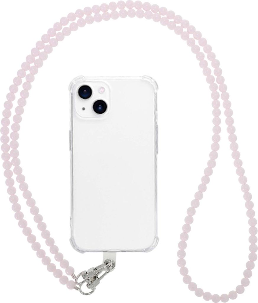 Handy-Kette, Trendige Acryl-Perlen-Deko-Handy-Lanyard, Universelle Anti-Fall-Hängeschlaufe für Handys, Blassrosa