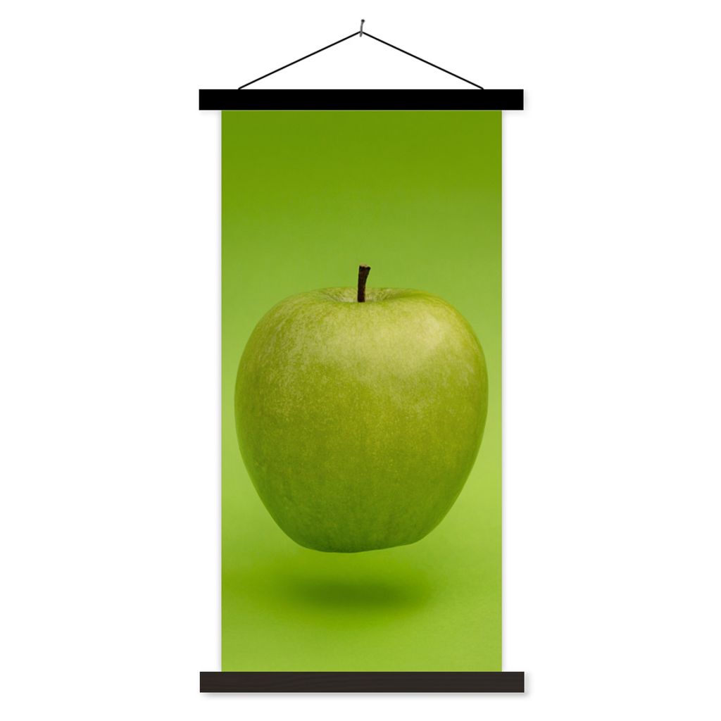 MuchoWow Textilposter Obst - Apfel - Grün 40x80 cm mit schwarzem Rahmen - Wandemalerei