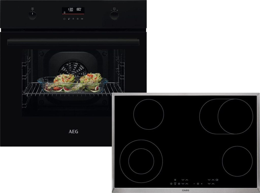 AEG AB33BP Set Pyrolyse Backofen BPK53516XB + Glaskeramikkochfeld HK834060XB