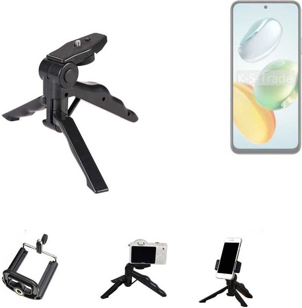 K-S-Trade Stativ Tisch-Ständer Dreibein Handy-Stativ Ständer kompatibel mit Honor Play 60 Plus Mini-Stativ Smartphone Tripod Handy-Stativ aus