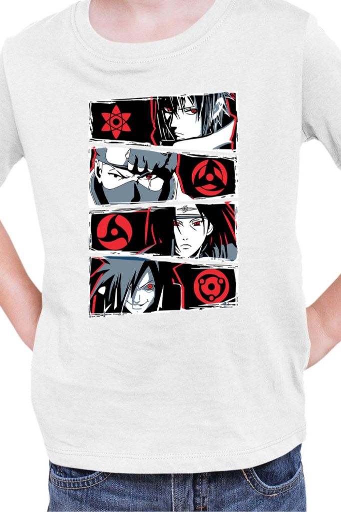 Kinder T-Shirt Naruto Sharingan Users, 5-6 Jahr - 116 / Weiß