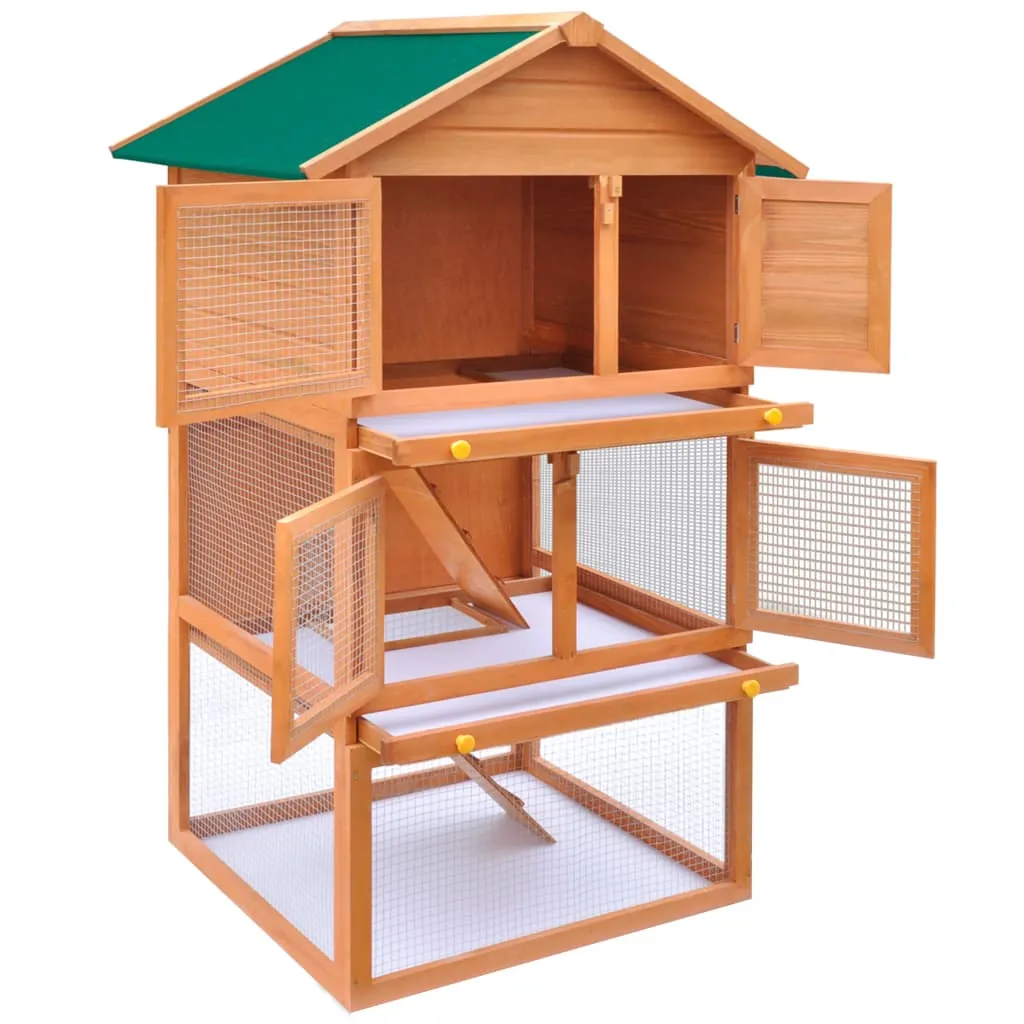 Cabane pour lapins à 3 étages : enclos en bois pour petits rongeurs