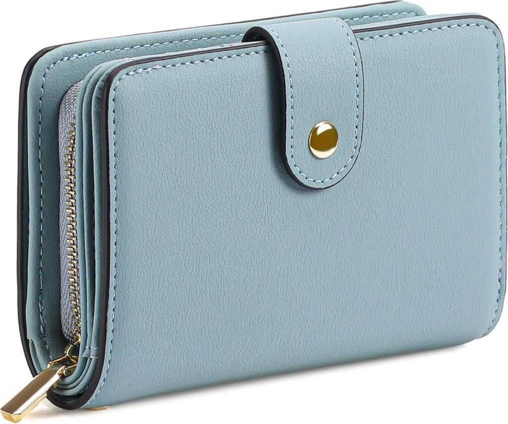 Portemonnaie Damen RFID Schutz Blau Leder Vegan mit Produktbild 