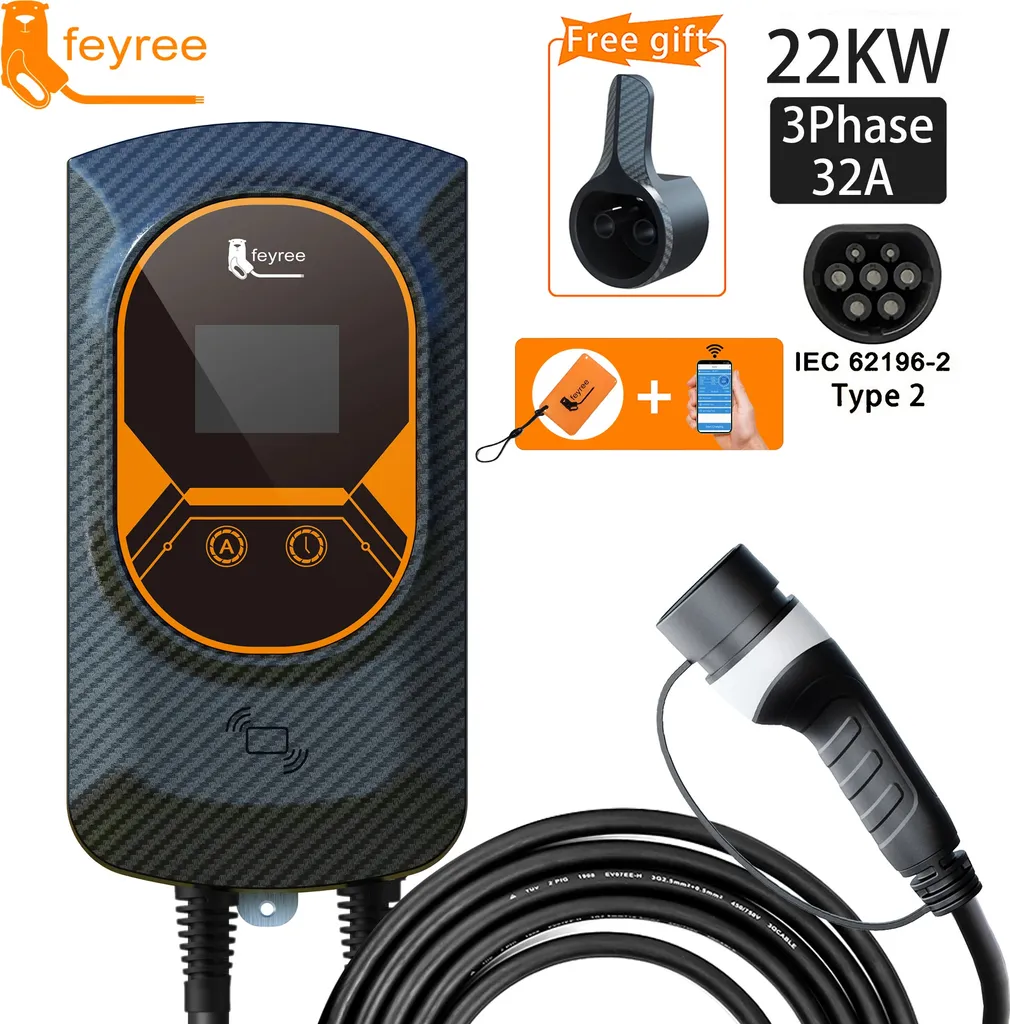 Wallbox 22kW triphasée 32A Type 2 avec gestion intelligente par mobile