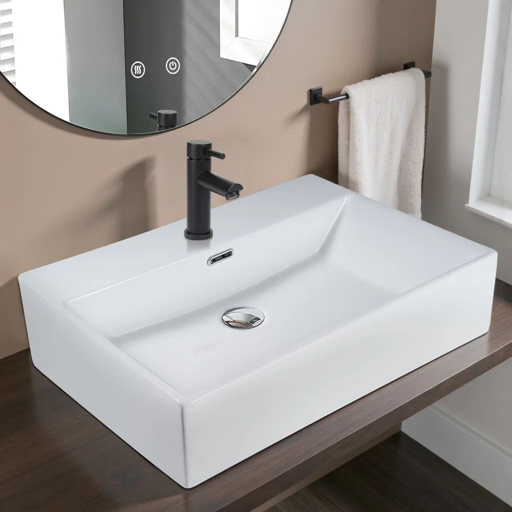 ZMH Lavabo Ceramica Rettangolare | Eleganza per il Bagno Ospiti