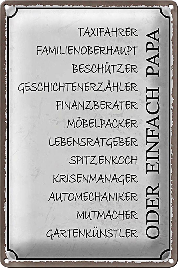 Blechschild Spruch 18x12cm Papa Taxifahrer Beschützer