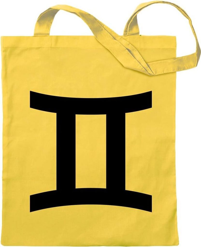 Kiwistar - Baumwolltasche - gelb - Zwilling Sernzeichen - Tragetasche Stoffbeutel Umhängetasche Langer Henkel