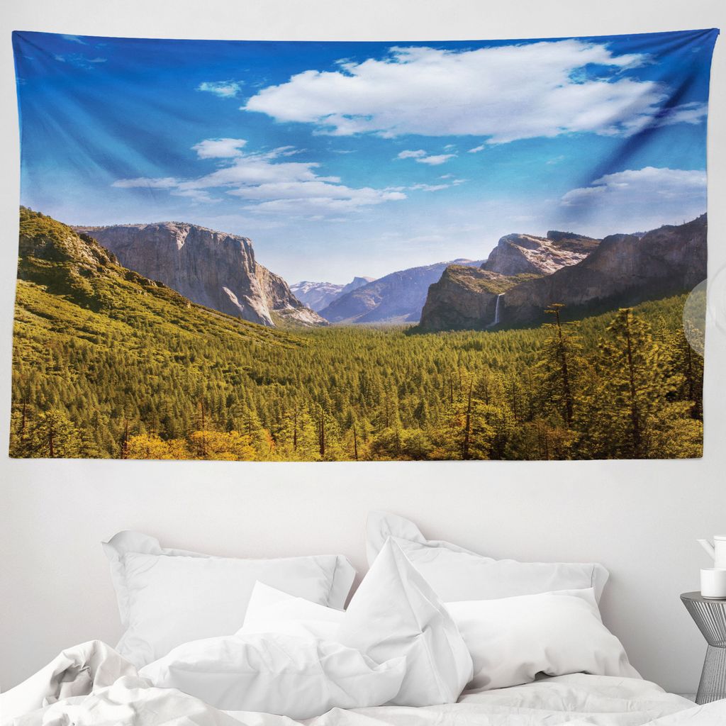ABAKUHAUS amerikanisch Wandteppich, Yosemite El Capitan US aus Weiches Mikrofaser Stoff Waschbar ohne Verblassen Digitaldruck, 230 x 140 cm, Grün ...