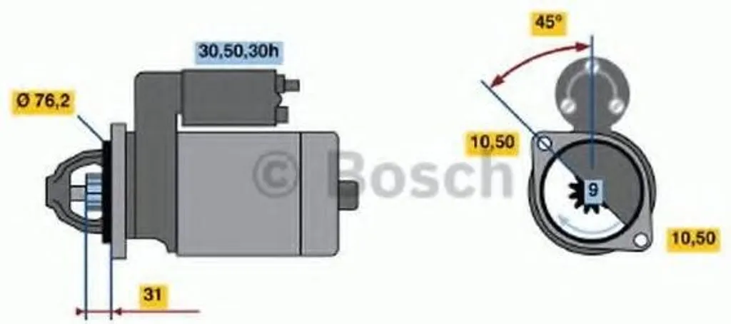 BOSCH 0 986 014 890 Démarreur 1,7 kW pour BMW Série 5 E34 12V