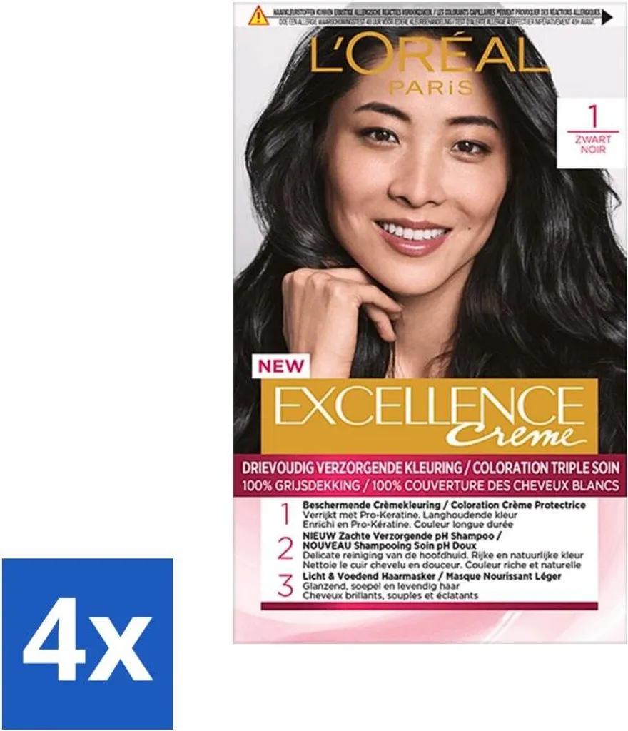 Offerta Risparmio L'Oréal Excellence Crème 1 Nero - 4 Confezioni