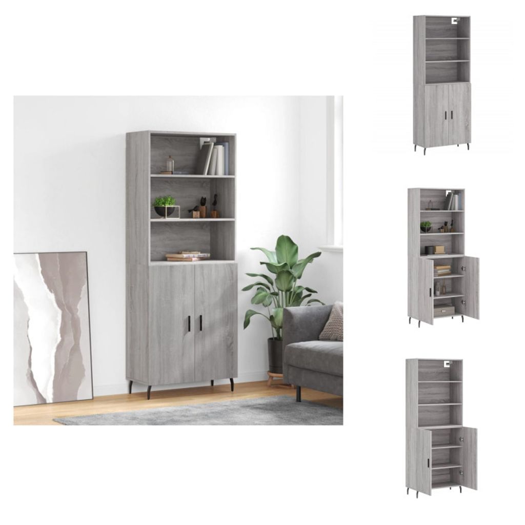 vidaXL Highboard Grau Sonoma 69,5x34x180 cm Holzwerkstoff - Sideboards