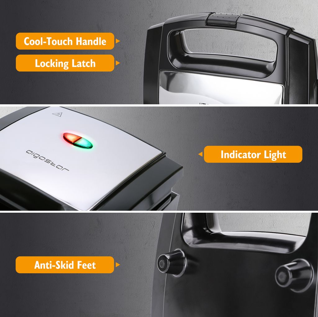 Aigostar Lamo - 800 W Sandwichmaker für Dreieckige Produktbild 3