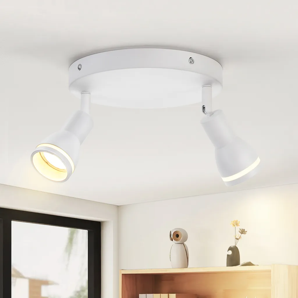 ZMH Plafoniera da Soffitto Bianca GU10 Moderna Metallo Mobile 2 Luci