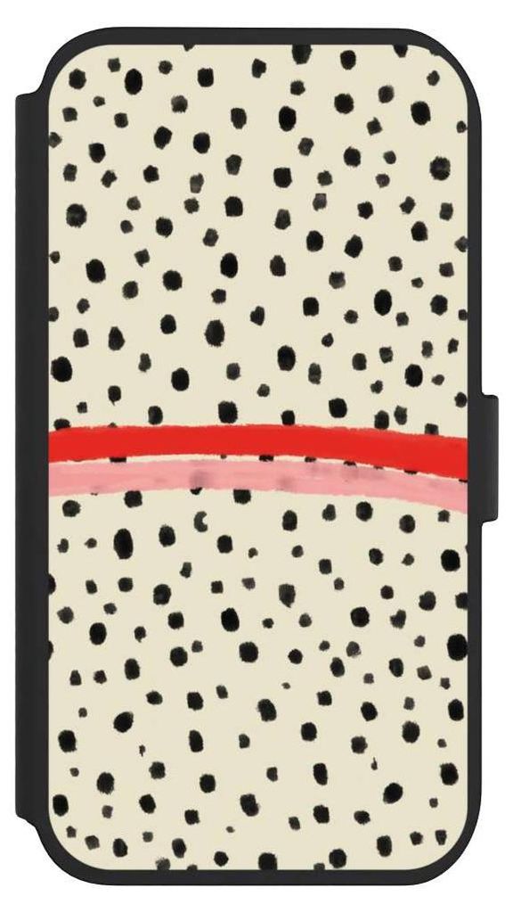 NIVOCASE Klapphülle für Apple iPhone 11 Handyhülle aus Kunst Leder NIVOflip schwarz Kunst Punkte Streifen