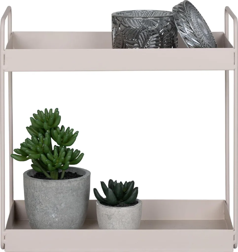 QUVIO Portaspezie - 2 strati - Acciaio - Sabbia - Beige - 30x15x31 cm - Elegante contenitore per soggiorno, bagno e cucina - Design minimalista - Robusto e durevole - 2