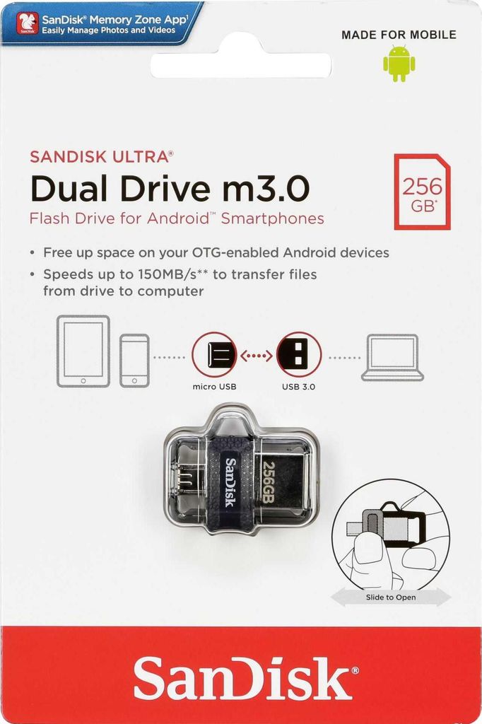 SanDisk Ultra Dual M3.0 - USB-Flash-Laufwerk - 256 GB - USB Obrázok produktu 