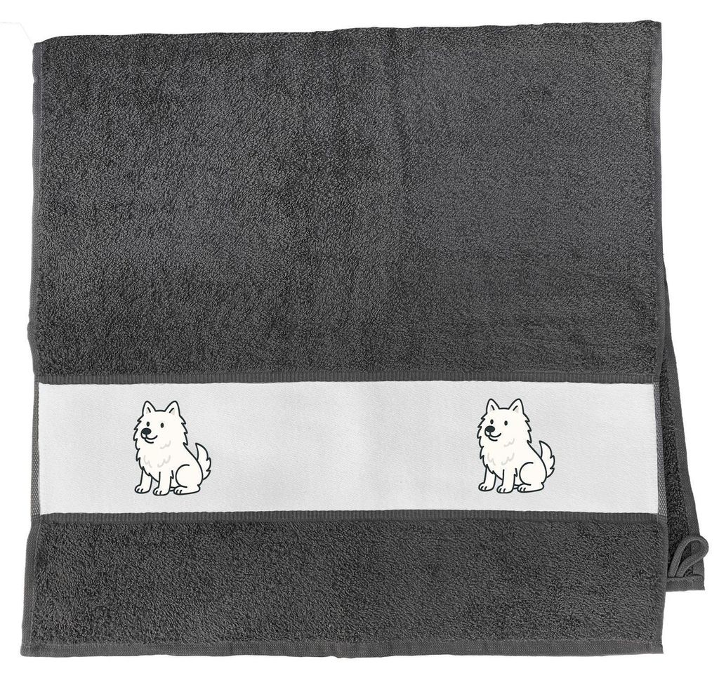 Huuraa Handtuch American Eskimo Dog Comic Eskie 50x100cm Graphite Baumwolle Handtuch Geschenkidee