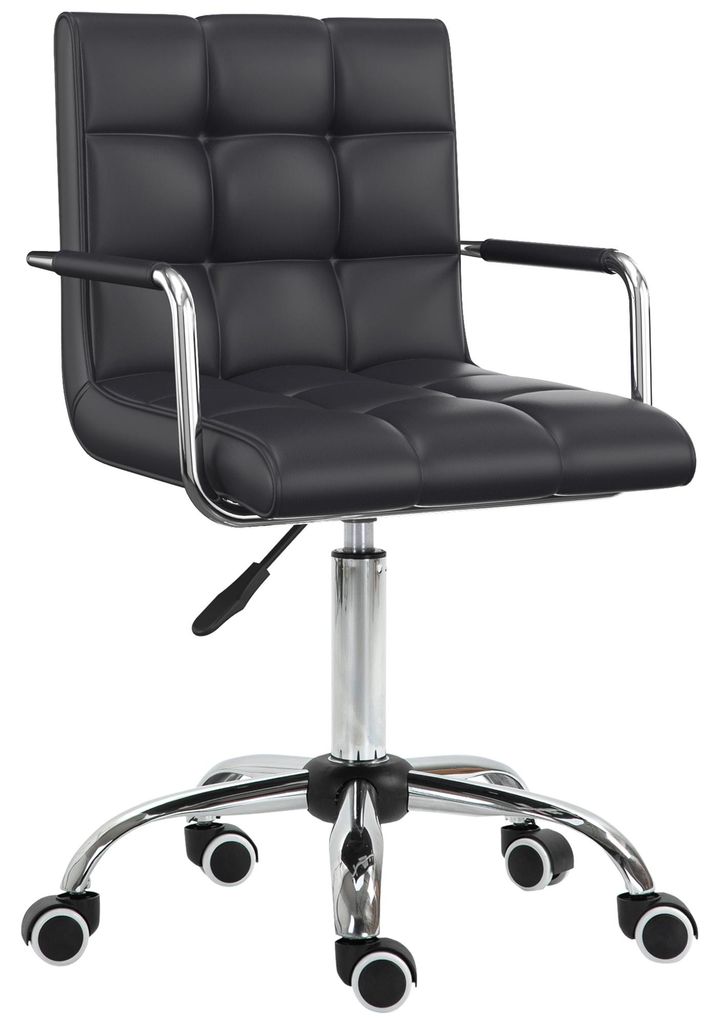 Bš¹rostuhl im Retrodesign, h?henverstellbar, 5 Rollen, 52,5 cm x 54 cm x 99 cm, Schwarz